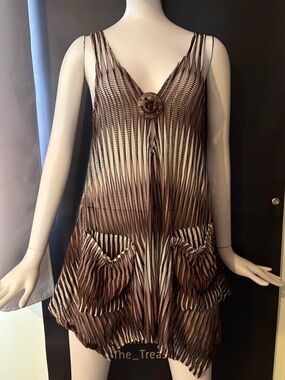 Women’s Brown Striped Swim Coverup Dress